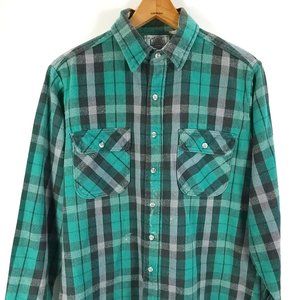 Vintage Private Property Long Sleeve Flannel Shirt Large Distressed Grunge